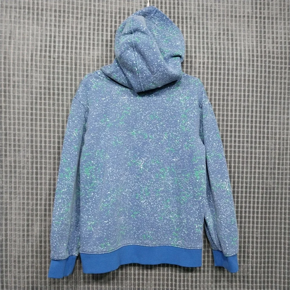 Under Armour Boys Hoodie Splatter Print Logo Fleece Size 7 Blue